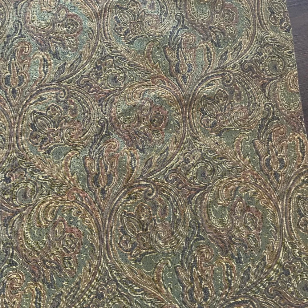 Crate & Barrel Green Paisley Tapestry Table Runner 14x120” India Kitchen Dining